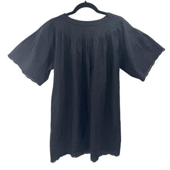 J.Crew Mini Dress Women's Black Eyelet Poplin Cotton Button Front Mini Dress NEW - Picture 4 of 9